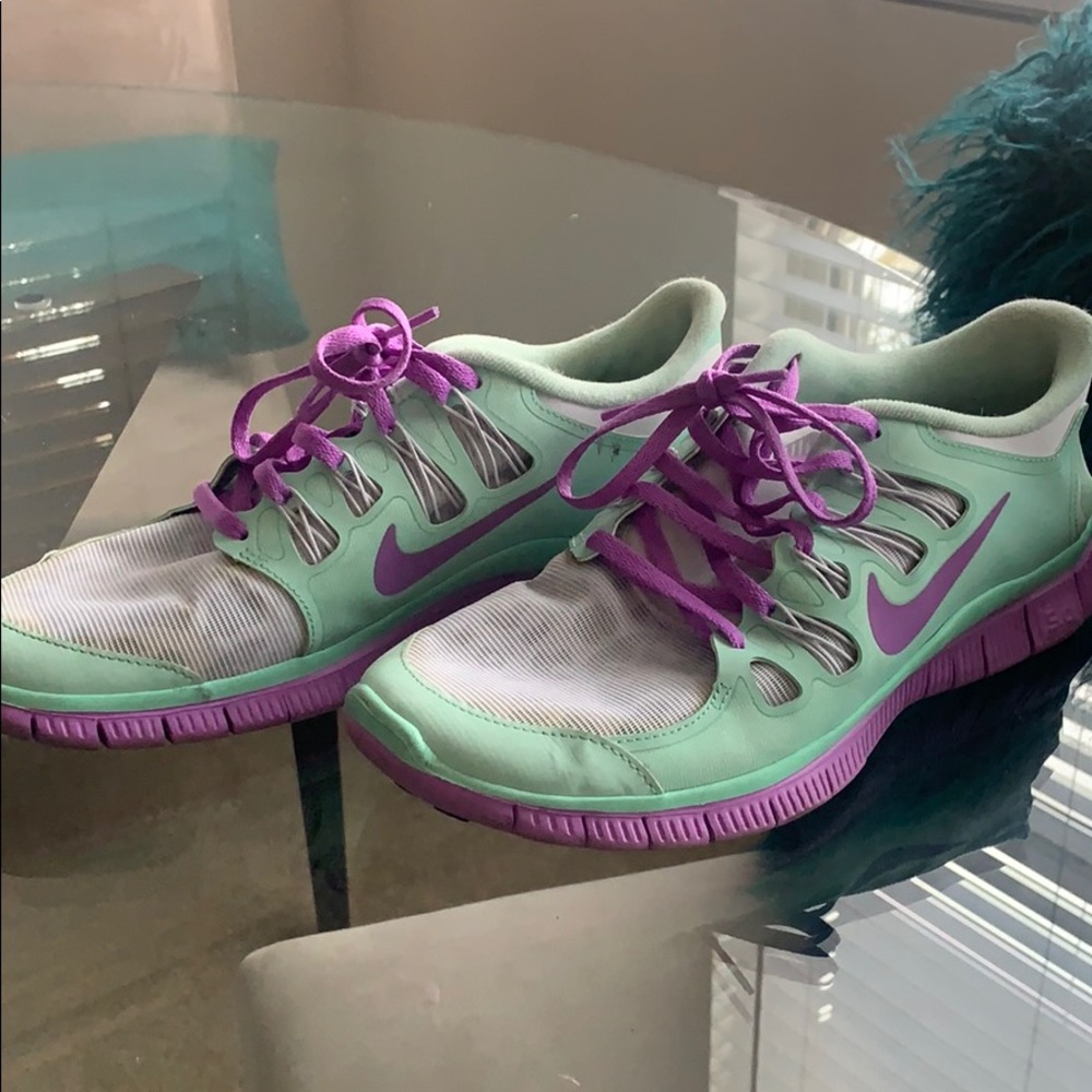 Nike custom “Nike ID” mint/purple/cheetah shoes